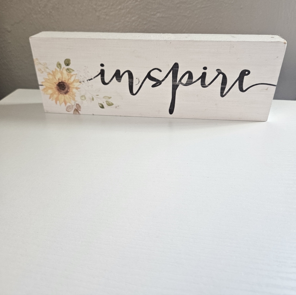Inspire Wooden Wall Decor Sign - Sunflower White and Black